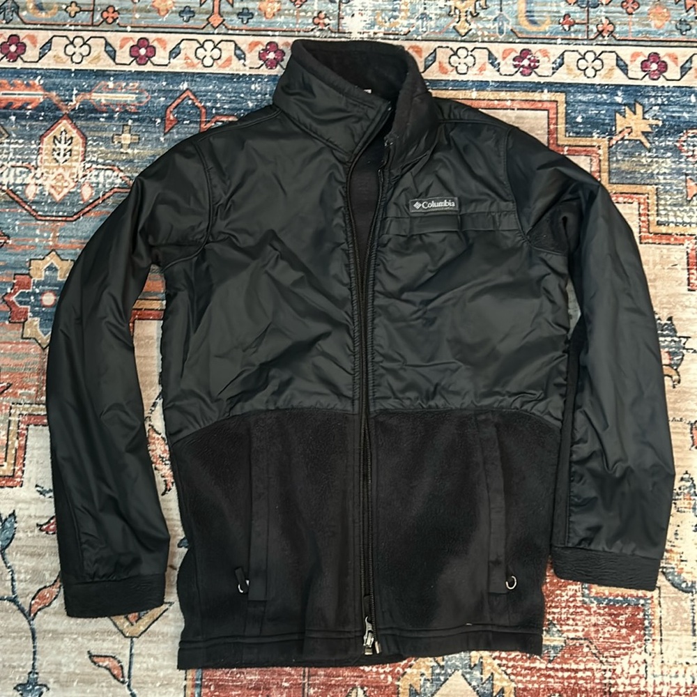 Columbia Fleece Zipper Jacket, Steens Mt II Overlay Fleece Jacket, Black, YouthM